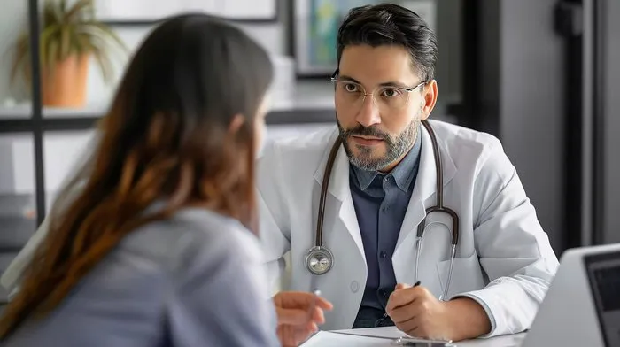 Psiquiatra conversando com paciente em consulta