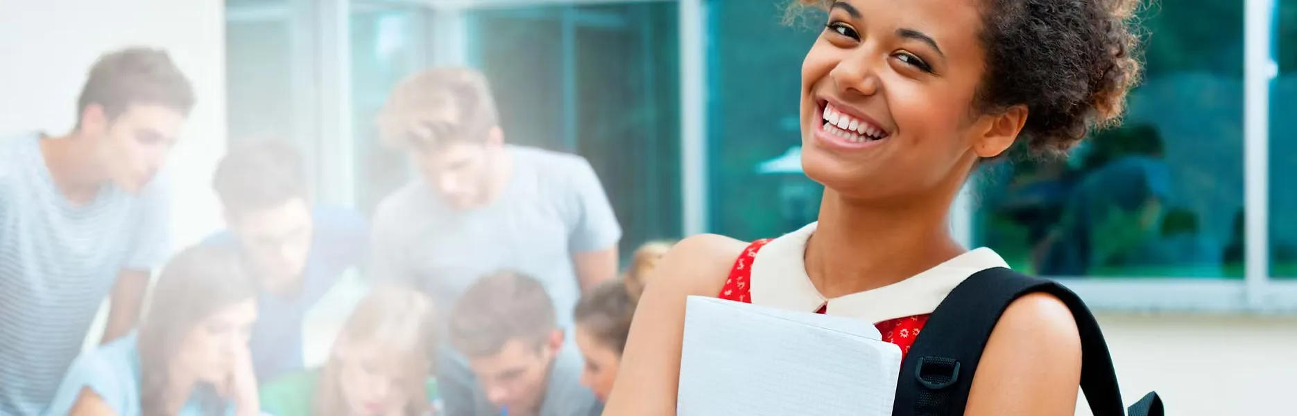 Confident teenager in a school environment